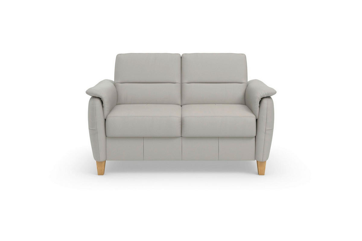 2-SITZER-SOFA PALMERA E Hellgrau Echtleder  - Eichefarben/Hellgrau, Basics, Leder/Holz (149/89/89cm) - Sit & More