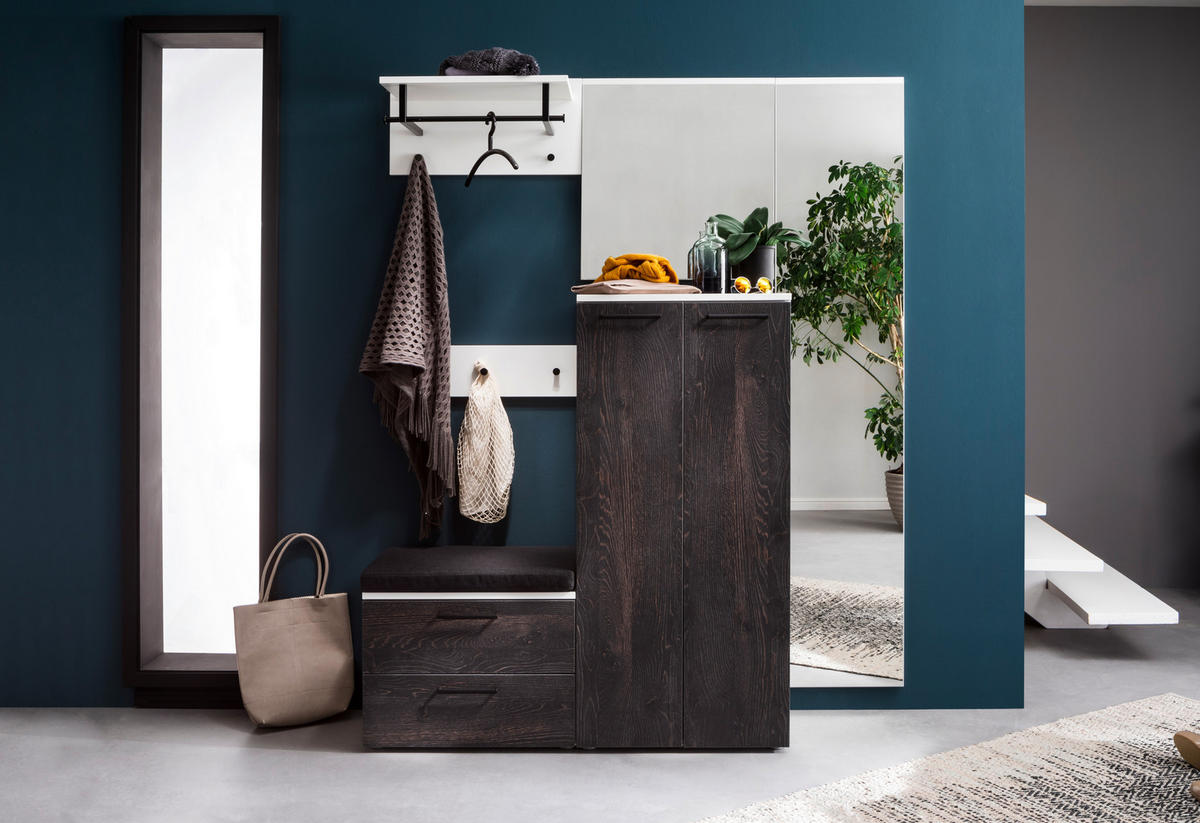 GARDEROBE 7-teilig  in 160/190/38 cm  - Eichefarben/Weiß, KONVENTIONELL, Holzwerkstoff (160/190/38cm) - Moderano
