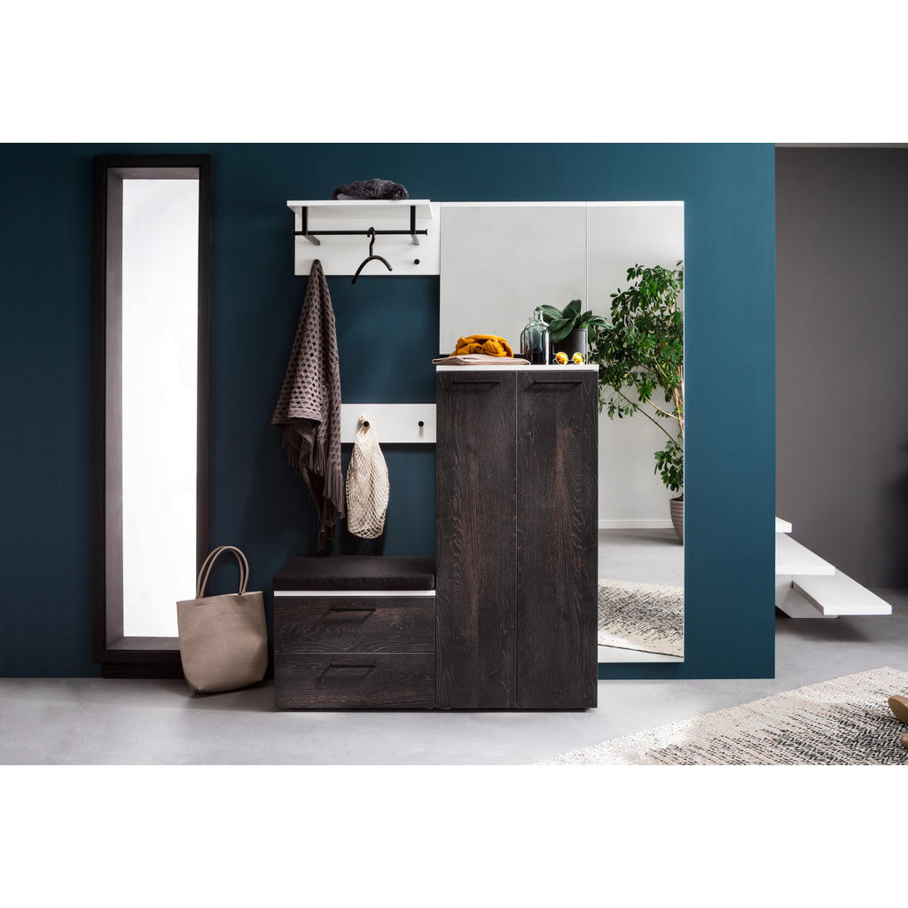 Thumbnail - Moderano Garderobe, Weiß, Eiche, Holzwerkstoff, 7-teilig, 160x190x38 cm, Typenauswahl, umfangreiches Zubehör erhältlich...