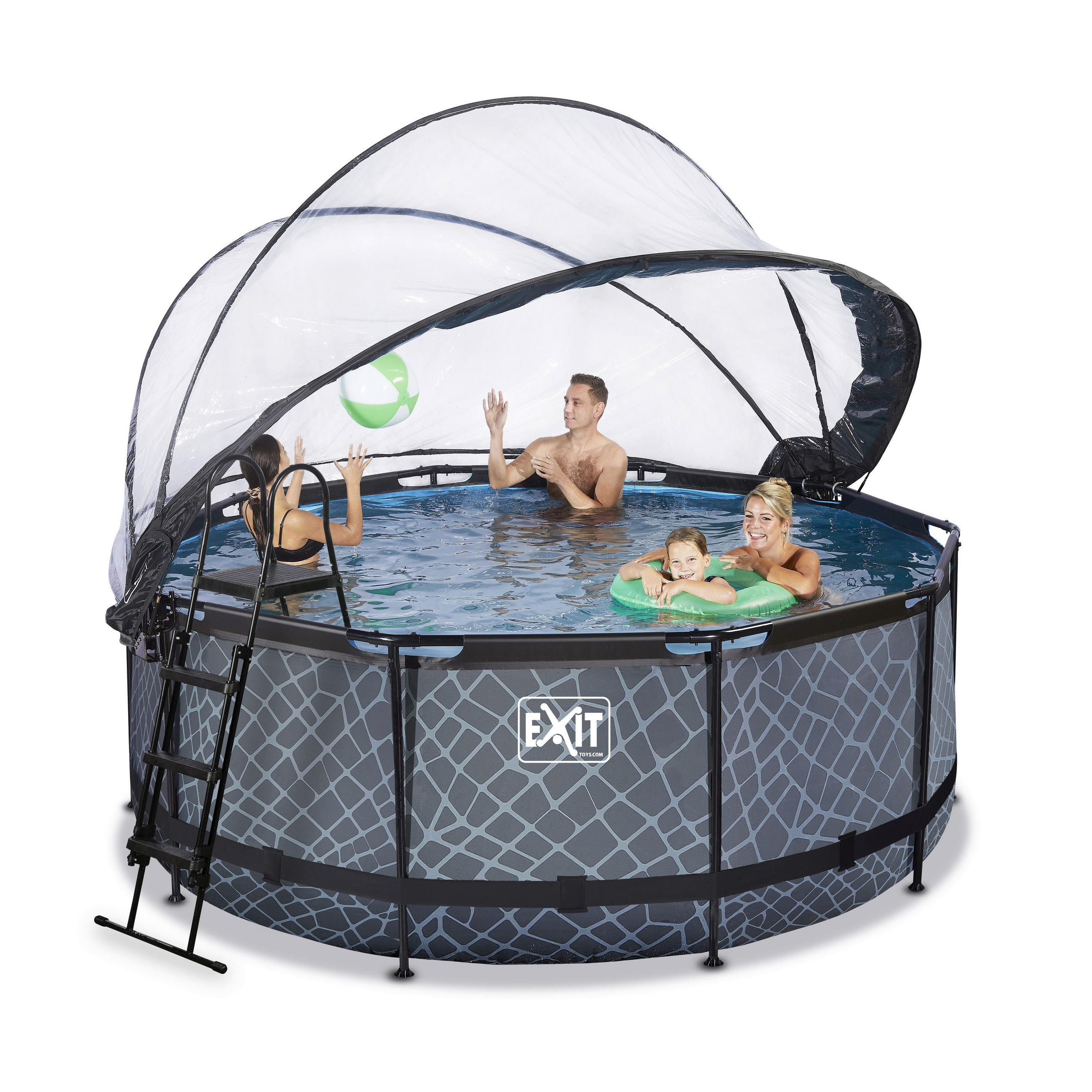 POOL-SET STONE 360/122 cm  - Grau, KONVENTIONELL, Metall (360/122cm) - EXIT Toys