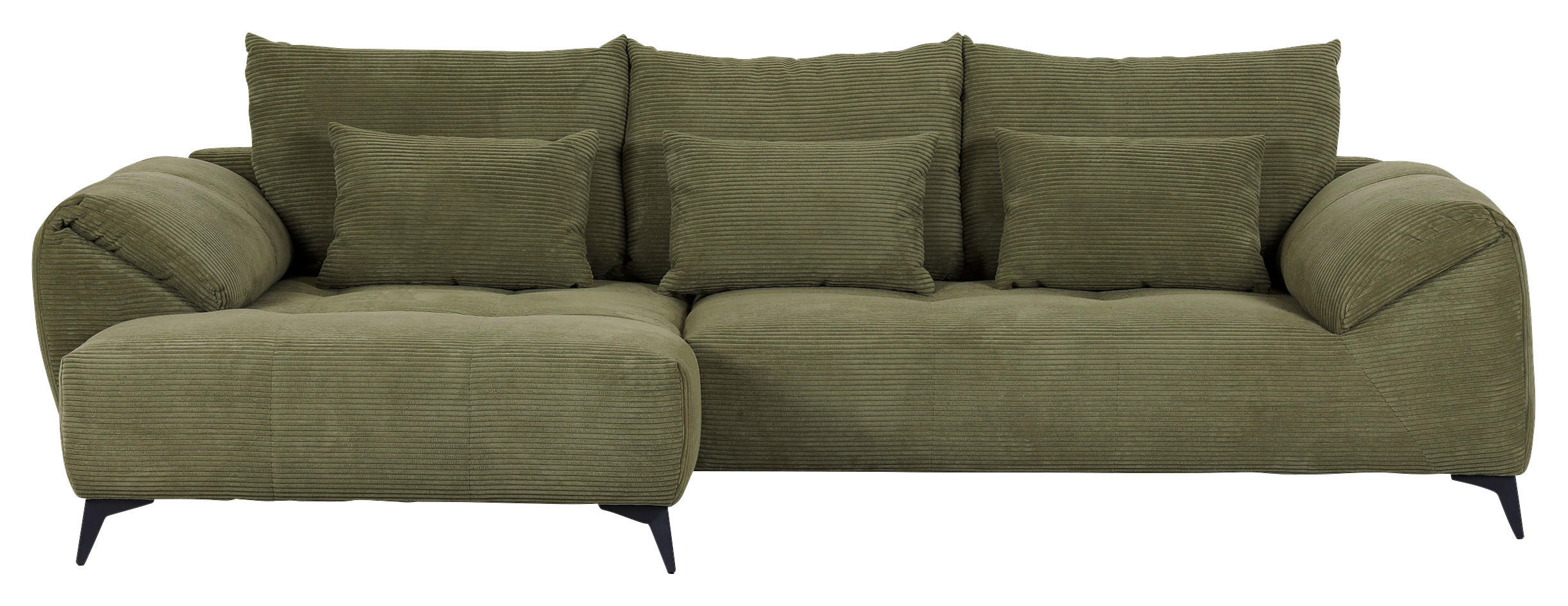 ECKSOFA in Cord Dunkelgrün  - Dunkelgrün/Schwarz, Konventionell, Textil/Metall (176/311cm) - Carryhome
