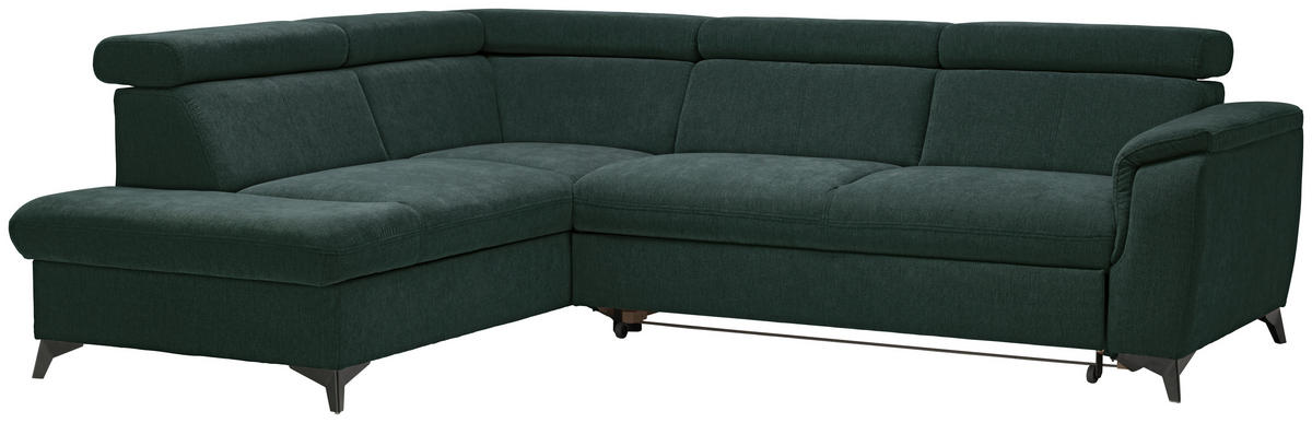 ECKSOFA in Chenille Petrol, Dunkelgrün  - Dunkelgrün/Petrol, Design, Textil/Metall (203/260cm) - Stylife