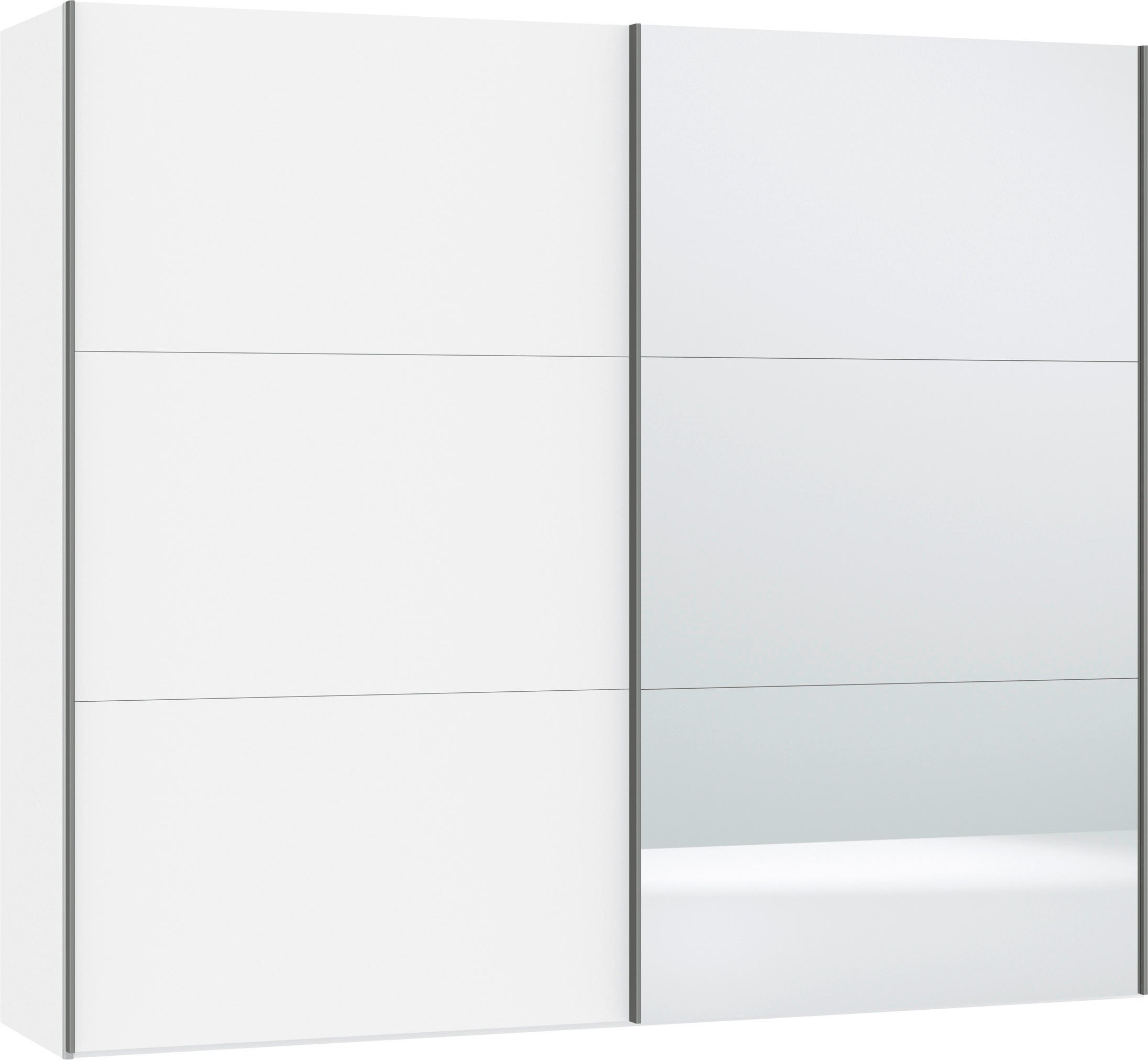 SCHWEBETÜRENSCHRANK in Weiß - Silberfarben/Weiß, Design, Glas/Holzwerkstoff (253/220/65cm) - Jutzler