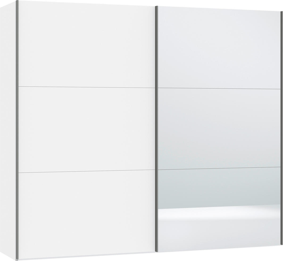 SCHWEBETÜRENSCHRANK 253/220/65 cm 2-türig Weiß  - Silberfarben/Weiß, Design, Glas/Holzwerkstoff (253/220/65cm) - Jutzler