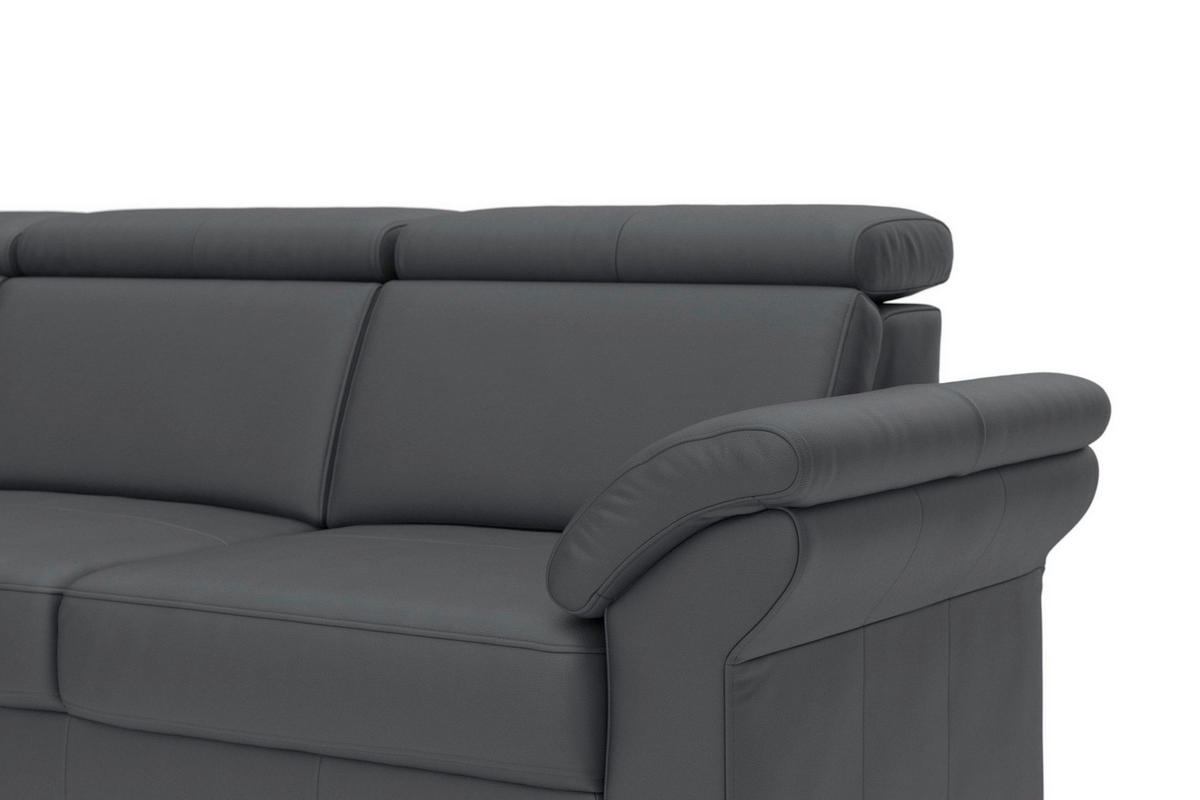 ECKSOFA 194/245 cm ARNGAST E in Echtleder Schwarz Kopfteilverstellung  194/245 cm  - Chromfarben/Schwarz, Basics, Leder/Textil (194/245cm) - Sit & More
