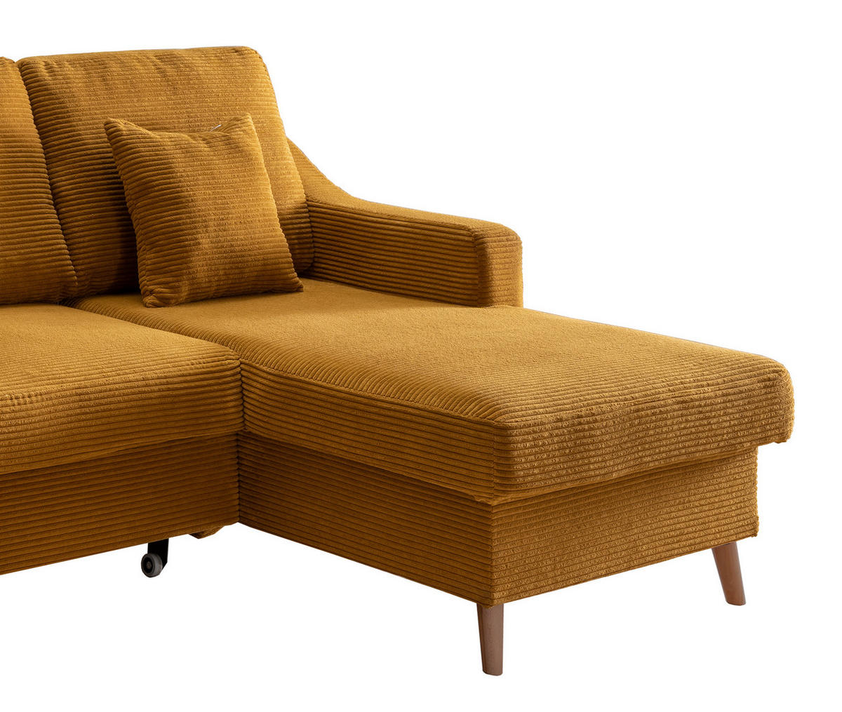 ECKSOFA in Cord Goldfarben  - Goldfarben/Naturfarben, Design, Holz/Textil (228/150cm) - P & B