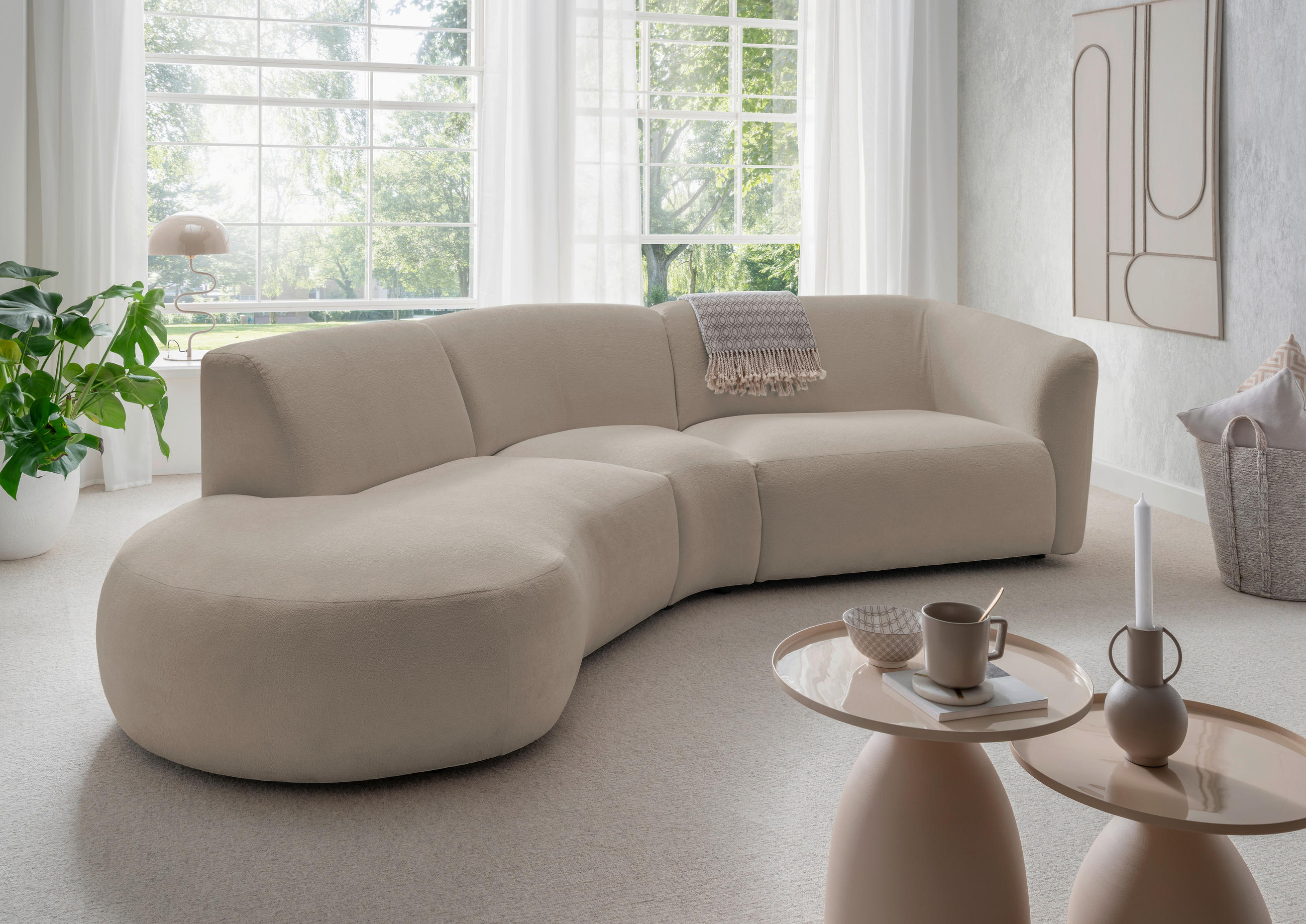 ECKSOFA in Mikrofaser Taupe  - Taupe/Schwarz, Modern, Kunststoff/Textil (182/276cm) - Livetastic