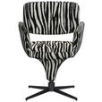 ARMLEHNSTUHL  Stoffauswahl, Sitzfläche 360° drehbar, automatische Rückholfunktion Mikrofaser  - Schwarz/Weiß, Design, Textil/Metall (61/84/63cm) - Novel