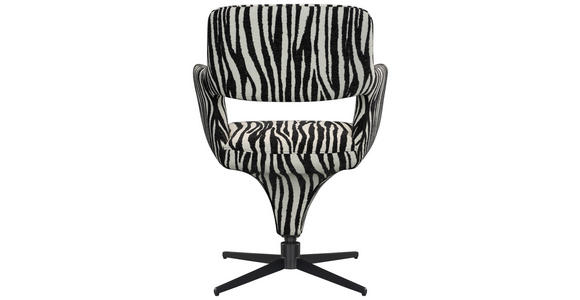ARMLEHNSTUHL  Stoffauswahl, Sitzfläche 360° drehbar, automatische Rückholfunktion Mikrofaser  - Schwarz/Weiß, Design, Textil/Metall (61/84/63cm) - Novel