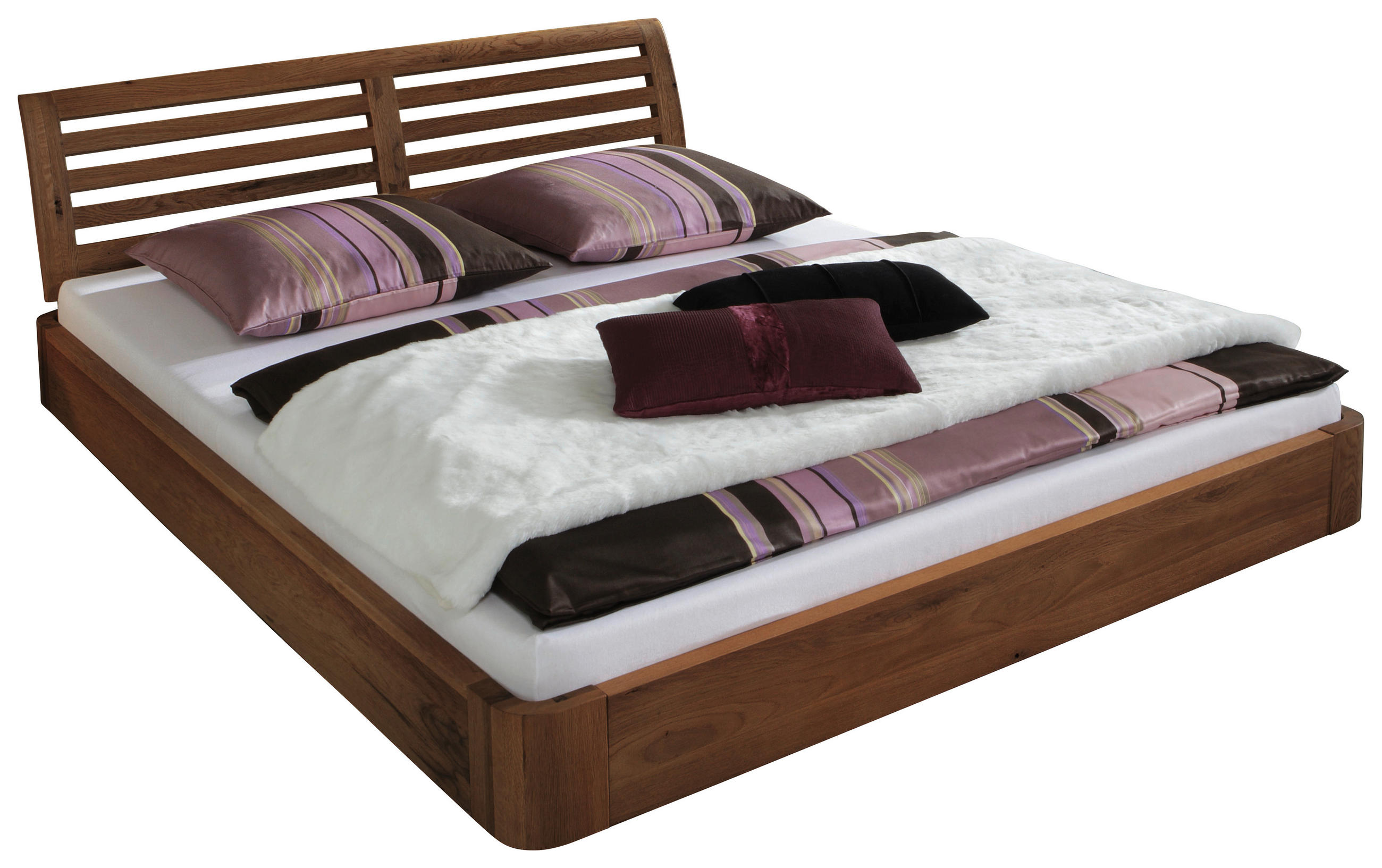 BETT 160/200 cm  in Eichefarben, Cognac  - Eichefarben/Cognac, Basics, Holz (160/200cm) - Hasena