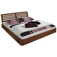 BETT 160/200 cm  in Eichefarben, Cognac   - Eichefarben/Cognac, Basics, Holz (160/200cm) - Hasena