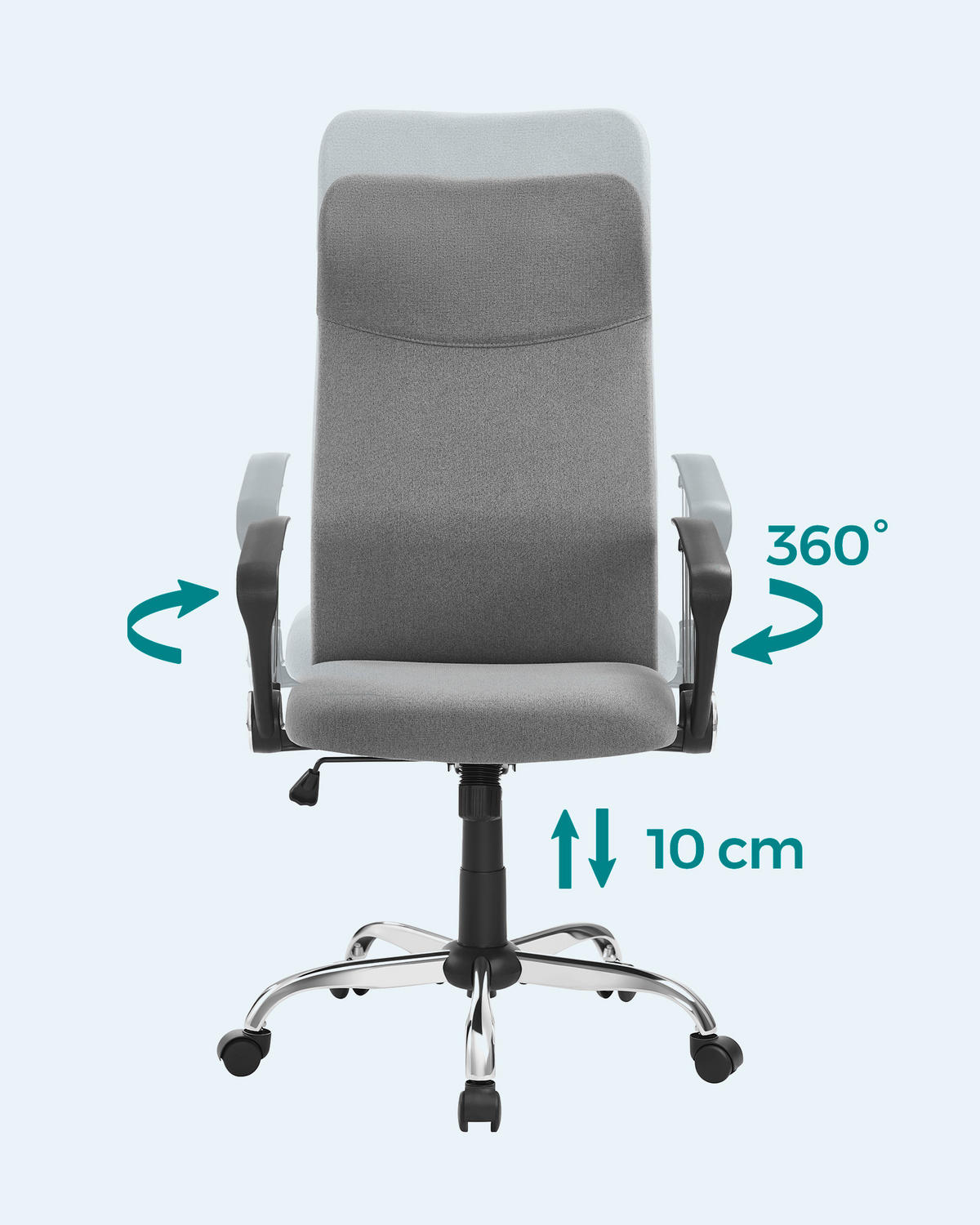 OTOČNÁ STOLIČKA, sivá - čierna/sivá, Basics, kov/textil (63/110-120/63cm) - Boxxx