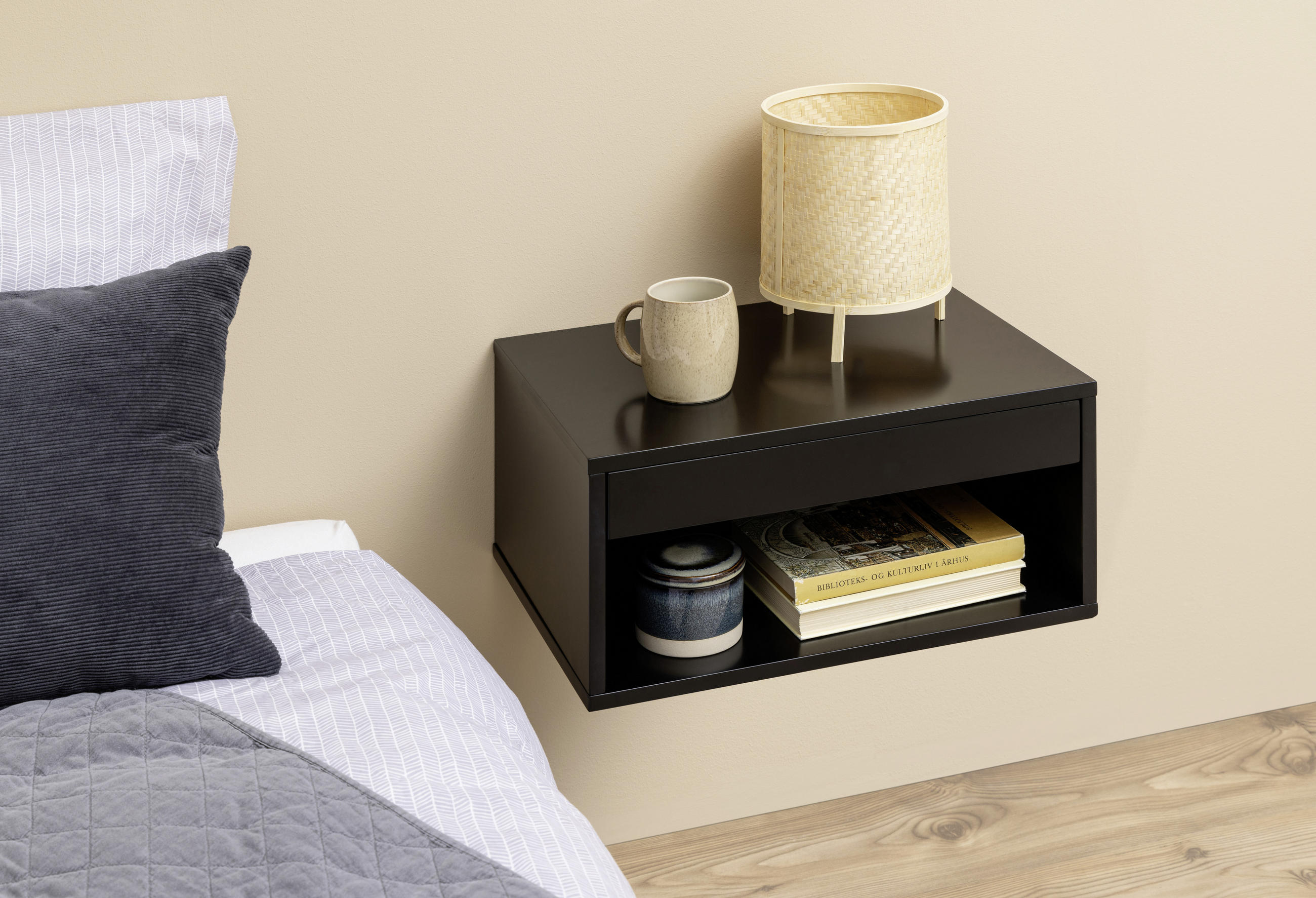 NACHTSCHRANK  - Schwarz, MODERN, Holzwerkstoff (50/24,3cm) - MID.YOU