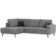 ECKSOFA Grau Teddystoff  - Anthrazit/Schwarz, KONVENTIONELL, Textil/Metall (190/270cm) - Carryhome