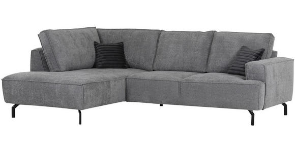 ECKSOFA Grau Teddystoff  - Anthrazit/Schwarz, KONVENTIONELL, Textil/Metall (190/270cm) - Carryhome