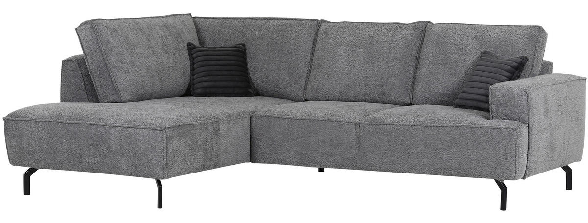 ECKSOFA in Teddystoff Grau  - Anthrazit/Schwarz, Konventionell, Textil/Metall (190/270cm) - Carryhome