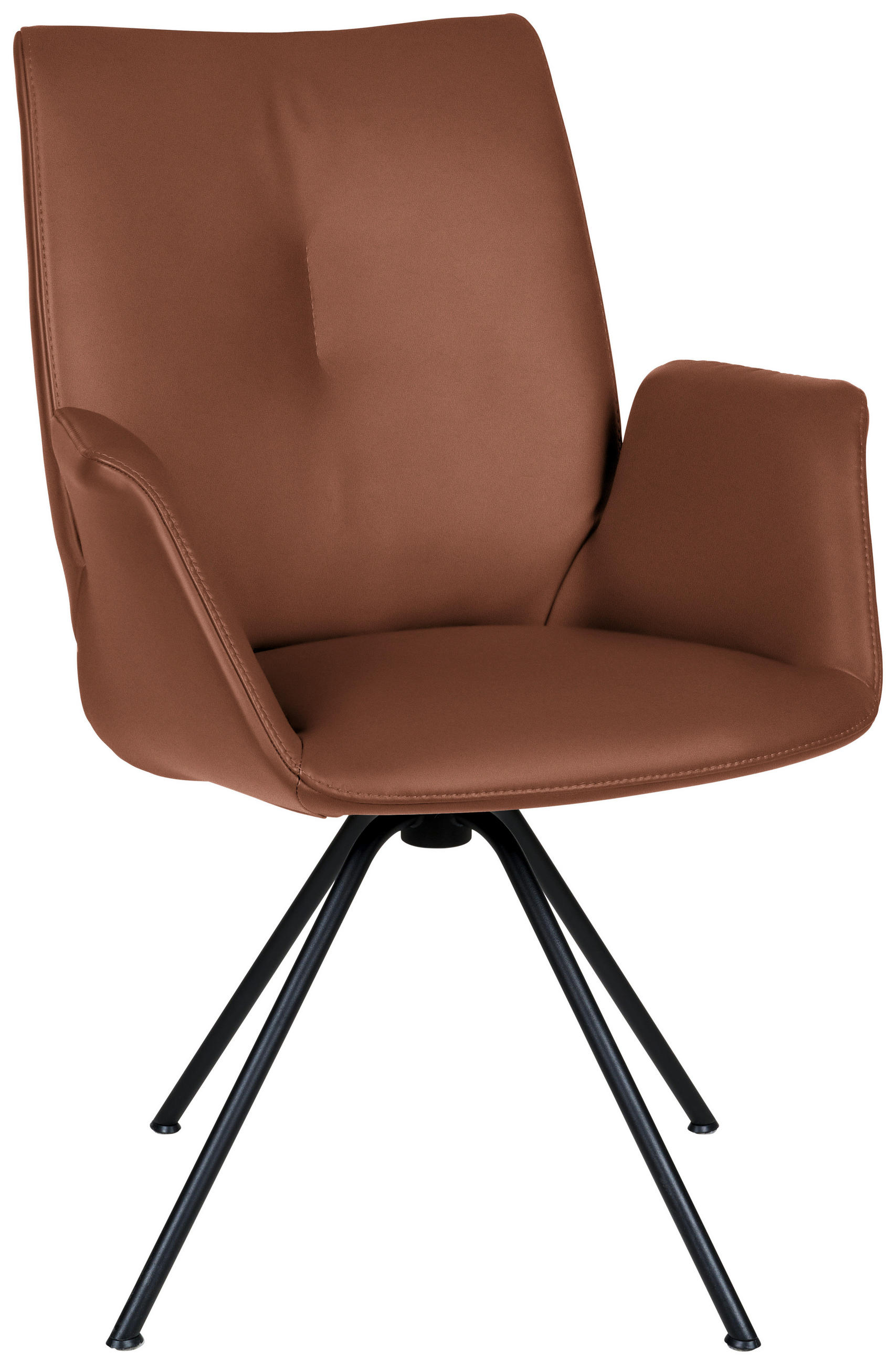 ARMLEHNSTUHL  in Stahl Echtleder pigmentiert  - Kastanienfarben/Schwarz, Design, Leder/Metall (65/91/63cm) - Dieter Knoll