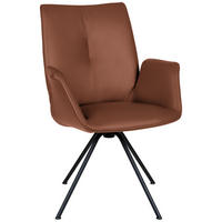 ARMLEHNSTUHL  in Stahl Echtleder pigmentiert  - Kastanienfarben/Schwarz, Design, Leder/Metall (65/91/63cm) - Dieter Knoll