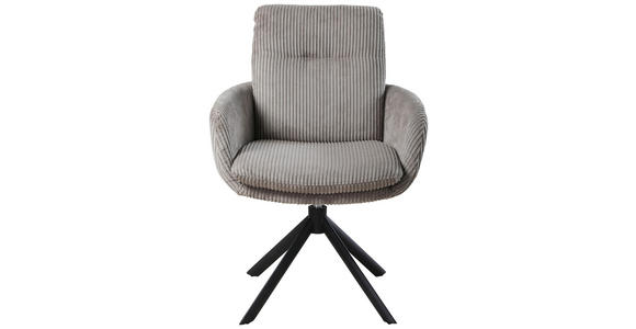 ARMLEHNSTUHL in Eisen Cord - Taupe/Schwarz, Design, Textil/Metall (63,5/88,5/66,5cm) - Novel
