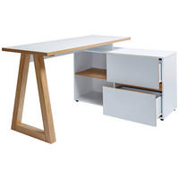 ECKSCHREIBTISCH 140/110/76 cm  in Eichefarben, Weiss  - Weiss/Eichefarben, Design, Holzwerkstoff (140/110/76cm)