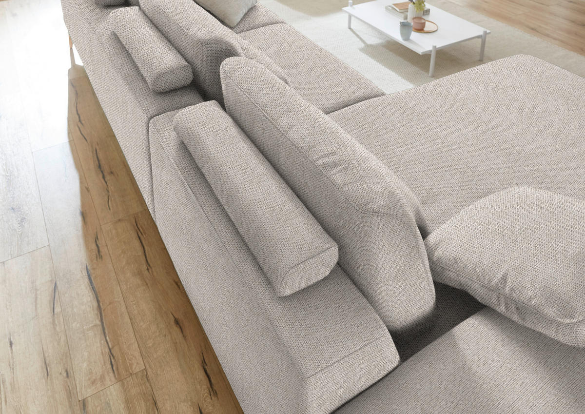 ECKSOFA in Flachgewebe Beige  - Wildeiche/Beige, Design, Holz/Textil (193/334cm) - Niels Andersson