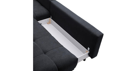 ECKSOFA in Chenille Dunkelblau  - Schwarz/Dunkelblau, MODERN, Textil/Metall (182/290cm) - Hom`in