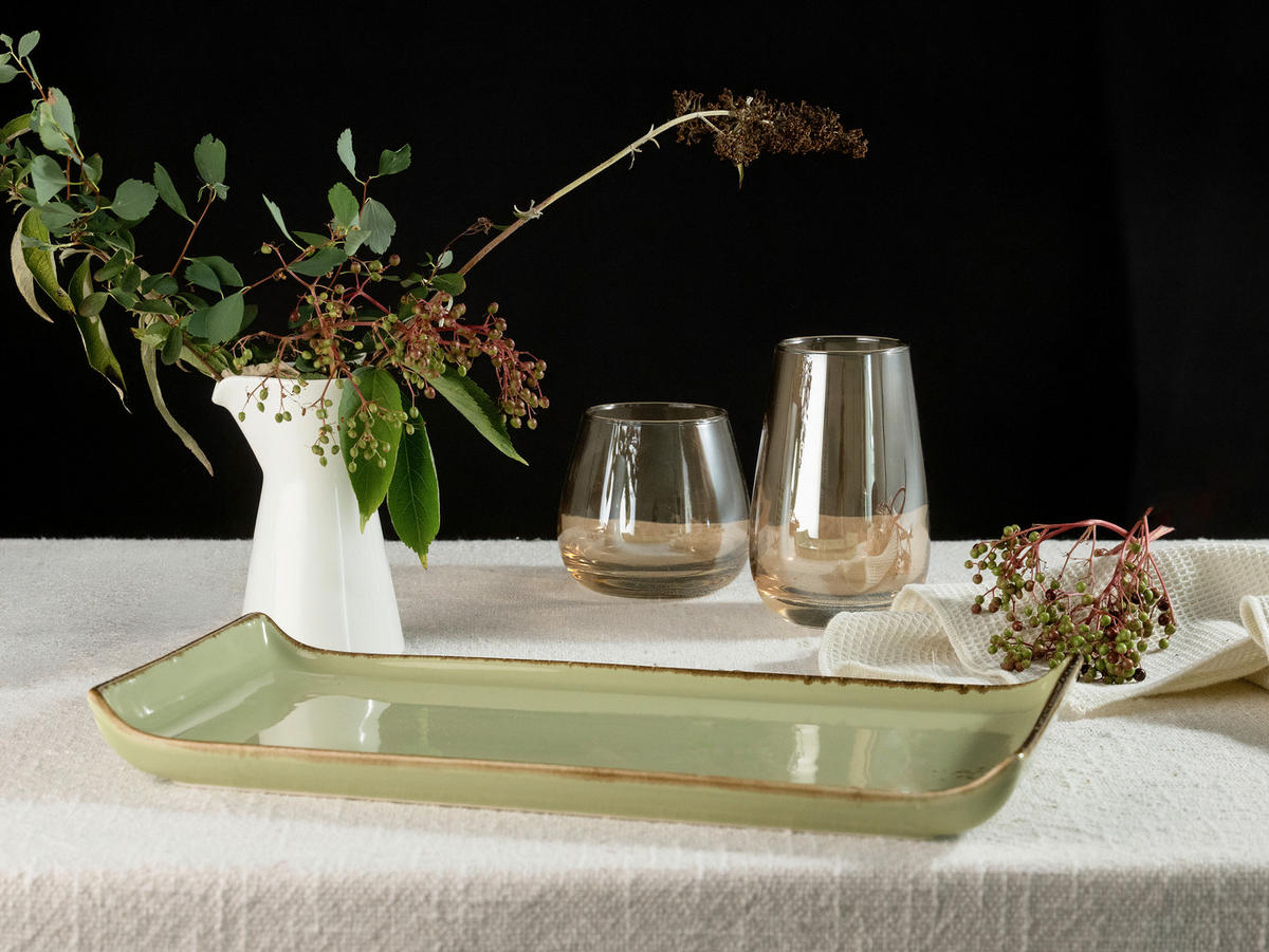 SERVIERPLATTEN-SET 2-teilig 16,5/33 cm  - Grün, Trend, Keramik (16,5/33cm) - Creatable