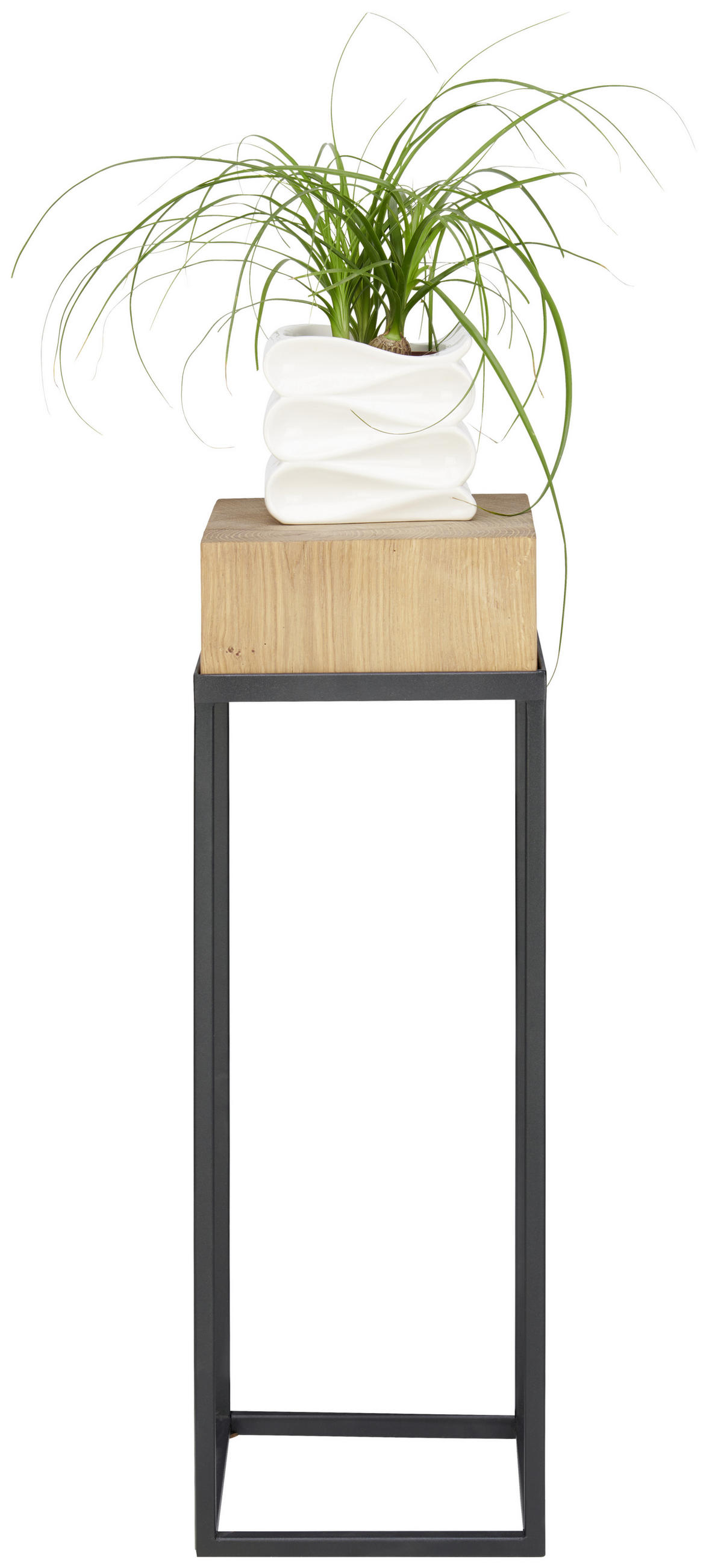 STOJAN NA KVETY, dub, čierna, farba duba - čierna/farba duba, Natur, kov/drevo (25/25/72cm) - Linea Natura