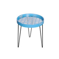 BEISTELLTISCH in Metall, Glas, Holzwerkstoff 50/50/40 cm  - Blau/Schwarz, Basics, Glas/Holzwerkstoff (50/50/40cm) - Kayoom