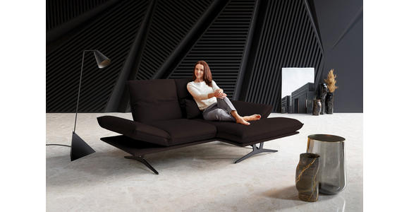 ECKSOFA in Echtleder Dunkelbraun 210/130 cm - Dunkelbraun/Schwarz, Design, Leder/Metall (210/130cm) - Dieter Knoll