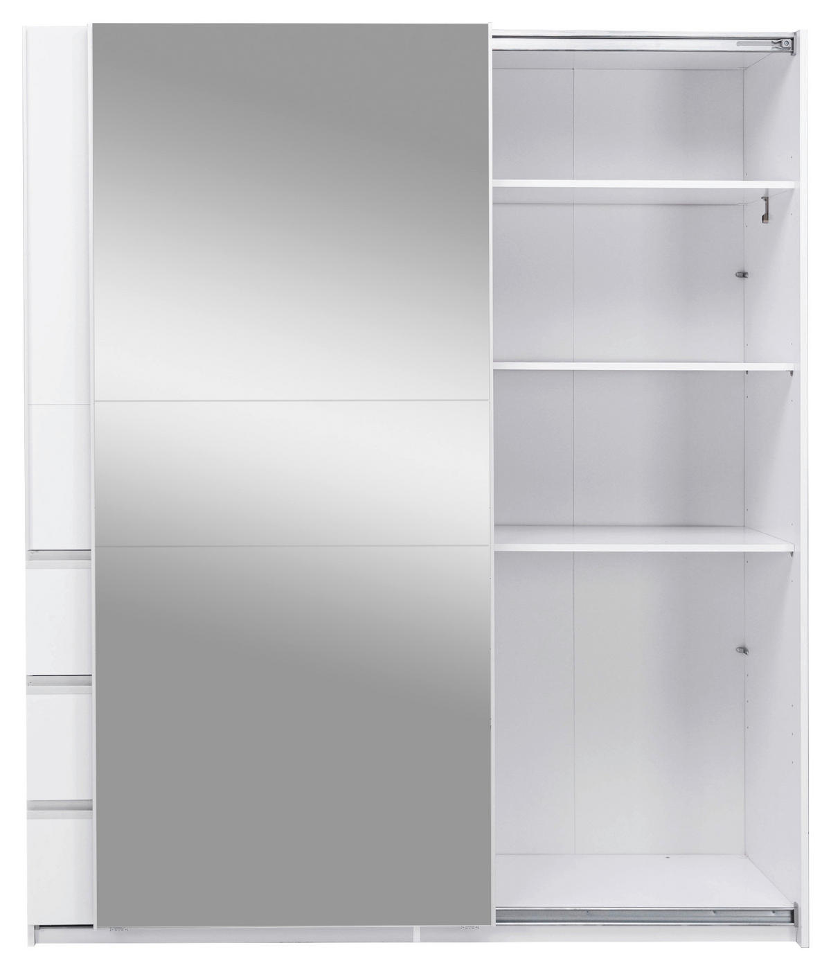 SCHIEBETÜRENSCHRANK 175/205/61,5 cm 2-türig Weiß  - Weiß, MODERN, Holzwerkstoff/Metall (175/205/61,5cm) - MID.YOU