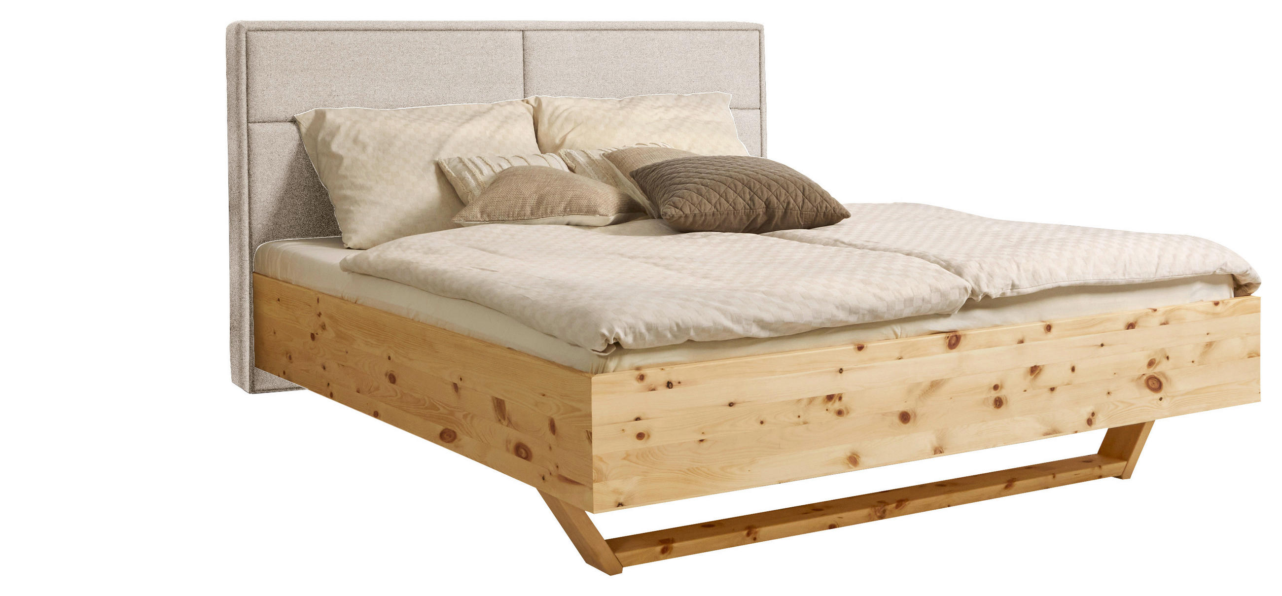 BETT 180/200 cm  in Naturfarben, Zirbelkieferfarben  - Zirbelkieferfarben/Naturfarben, Natur, Holz/Textil (180/200cm) - Valnatura