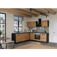 HÖRNKÖK 240/240 cm  i grafitfärgad, ek Wotan  - ek Wotan/grafitfärgad, Basics, metall/trämaterial (240/240cm) - Held