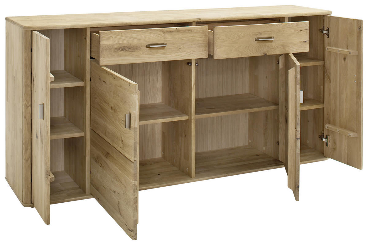 SIDEBOARD 186/90/44 cm  in Eichefarben  - Eichefarben/Silberfarben, Design, Holz/Metall (186/90/44cm) - Livetastic