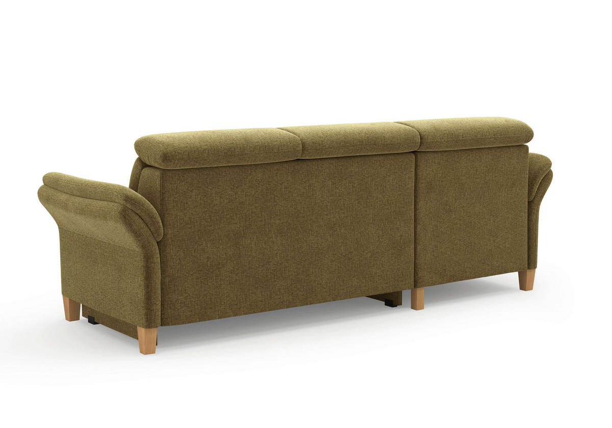 ECKSOFA GLENDALE E Olivgrün Flachgewebe  - Eichefarben/Olivgrün, KONVENTIONELL, Holz/Textil (166/253cm) - Sit & More