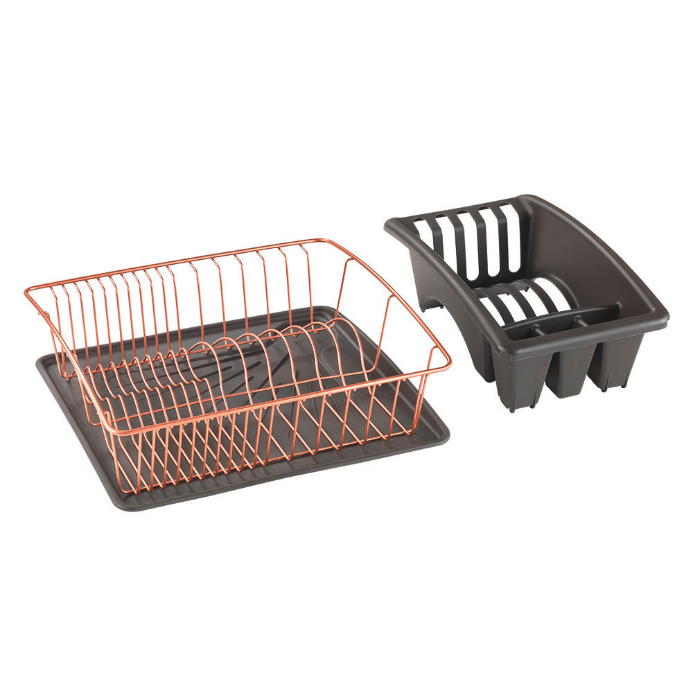 EDÉNYSZÁRÍTÓ KOSÁR - bronz, Basics, műanyag/fém (35/12/30cm) - Metaltex