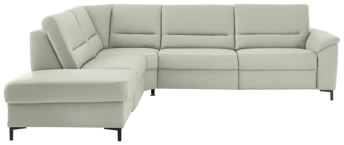 ECKSOFA  in Echtleder Silberfarben  249/290 cm  - Silberfarben/Schwarz, KONVENTIONELL, Leder/Metall (249/290cm) - Beldomo Premium
