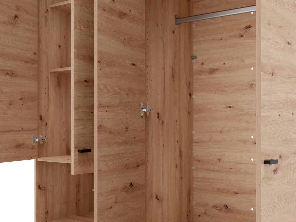 ORMAR ZA ODJEĆU hrast Artisan   - hrast Artisan/crna, Moderno, staklo/drvni materijal (155/52/207,5cm) - Ti'me