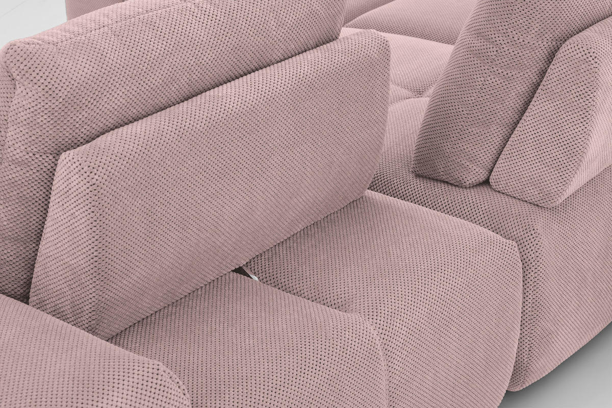 ECKSOFA in Velours Altrosa  - Schwarz/Altrosa, Design, Kunststoff/Textil (236/326cm) - Xora