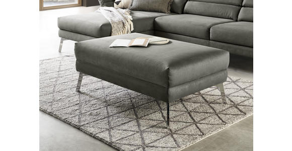 HOCKER in Textil Graphitfarben  - Chromfarben/Graphitfarben, Design, Textil/Metall (109/44/74cm) - Dieter Knoll