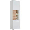 VITRINE  in Weiß, Eichefarben - Eichefarben/Schwarz, Design, Glas/Holzwerkstoff (60/200/38cm) - Stylife