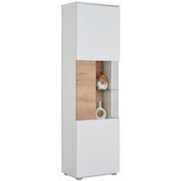 VITRINE  in Weiß, Eichefarben - Eichefarben/Schwarz, Design, Glas/Holzwerkstoff (60/200/38cm) - Stylife