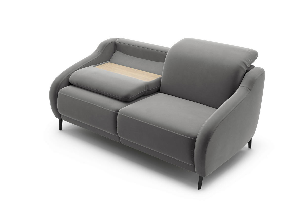 3-SITZER-SOFA Samt Grau  - Schwarz/Grau, MODERN, Textil/Metall (192/93/104cm) - Sit & More