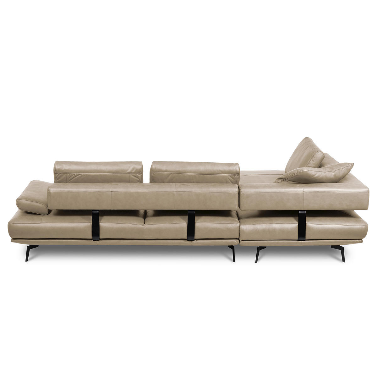ECKSOFA Creme Echtleder  - Creme/Schwarz, Design, Leder/Metall (237/306cm) - Livetastic