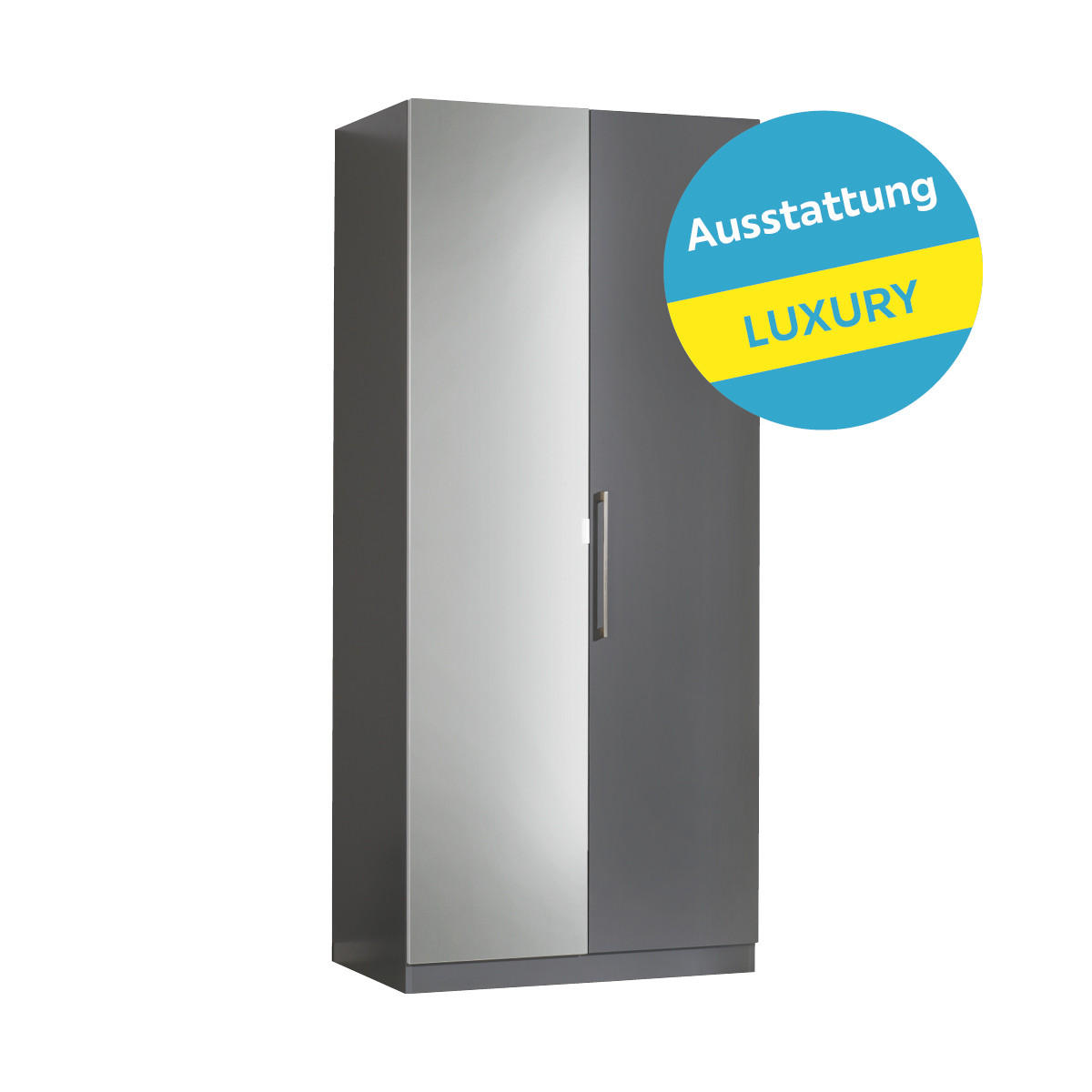 Drehtürenschrank Mit Spiegel 91,1cm Unit Anthrazit