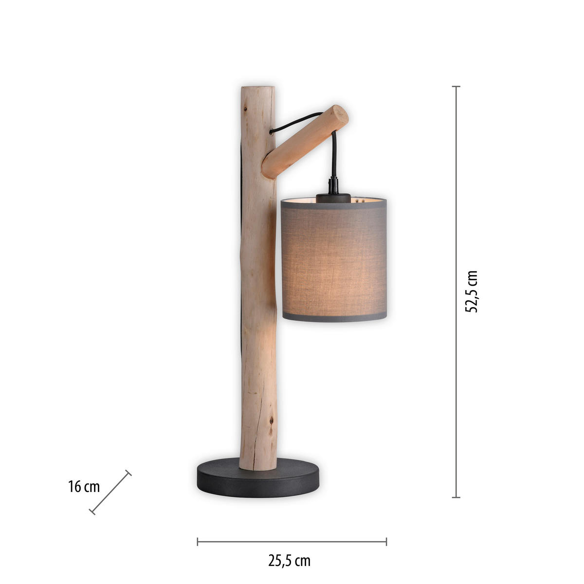 TISCHLEUCHTE 26,5/16/52,5 cm   - Taupe, Natur, Holz/Kunststoff (26,5/16/52,5cm)
