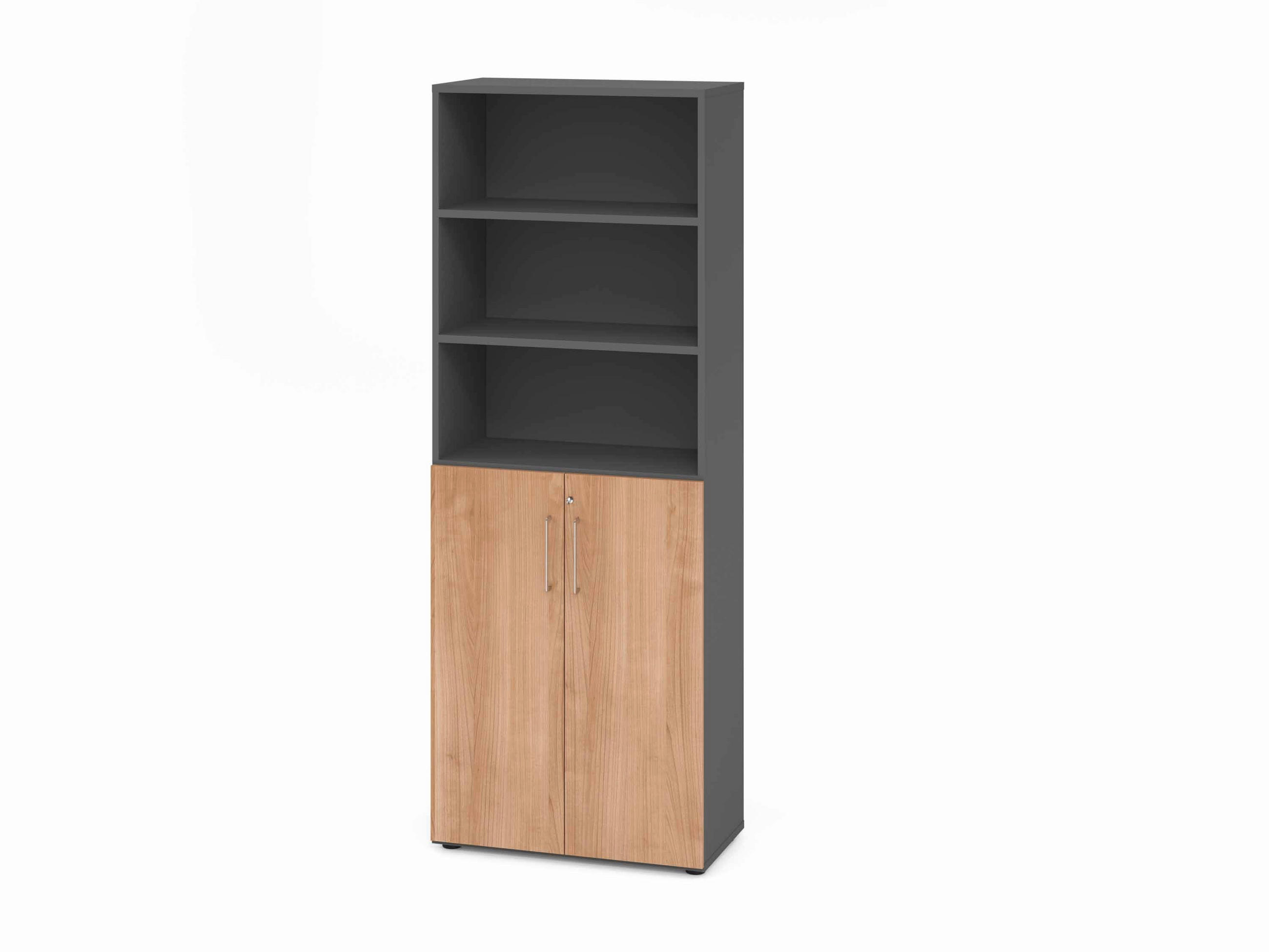 AKTENSCHRANK Graphitfarben, Nussbaumfarben  - Nussbaumfarben/Graphitfarben, Basics, Holzwerkstoff (80/215,6/41,7cm) - Venda