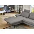 ECKSOFA in Echtleder Silberfarben  180/310 cm  - Silberfarben/Schwarz, Design, Leder/Metall (180/310cm) - Dieter Knoll