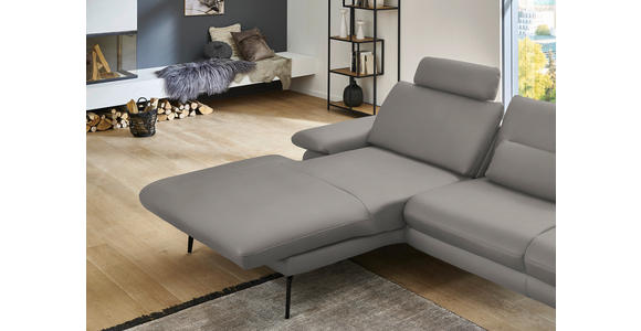ECKSOFA in Echtleder Silberfarben 180/310 cm - Silberfarben/Schwarz, Design, Leder/Metall (180/310cm) - Dieter Knoll