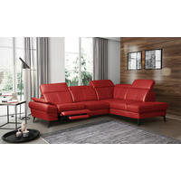 ECKSOFA Lederlook Echtleder Rot  - Rot/Schwarz, Design, Leder/Textil (264/211cm) - Livetastic